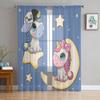 Милые единороги на луне, прозрачные оконные шторы для гостиной, спальни, современная вуаль, тюлевые шторы, тканевые шторы для кухни