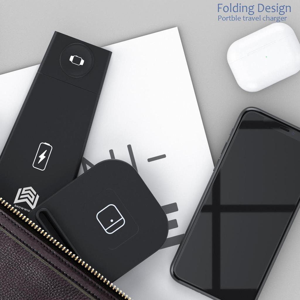 3 в 1 многофункциональное складное беспроводное зарядное устройство для iPhone, Samsung, подставка для беспроводной зарядки смартфонов AirPods и iWatch