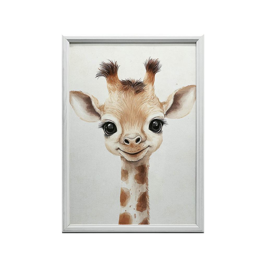 Plakat Urocza Mała Żyrafa Plakat Urocza Mała Żyrafa, 50X70 Cm, Rama Drewniana Jasny Dąb, Papier Matowy 230 Gsm