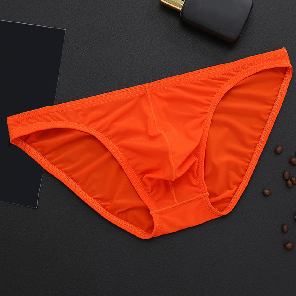 Men Briefs Ice Silk Ultra-Thin Low-Waist Underwear with Independent Bag Solid Color Elastic Breathable Panties
