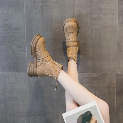 Модные однотонные ботильоны элегантные на среднем каблуке женские короткие туфли дышащие женские ботильоны по акции обувь из полиуретана готика 39