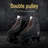 Черно-белые роликовые и инлайн-коньки с двойным рядом колес и светящимися колесами для взрослых (Мужчины и женщины)