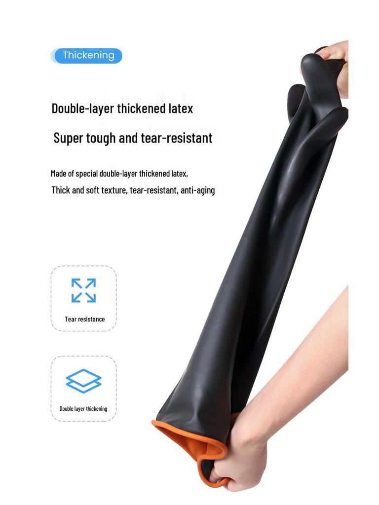 Acid, Oil & Alkali Resistant Double-Layer Rubber Gloves - Durable, Thickened Industrial Protective Wear