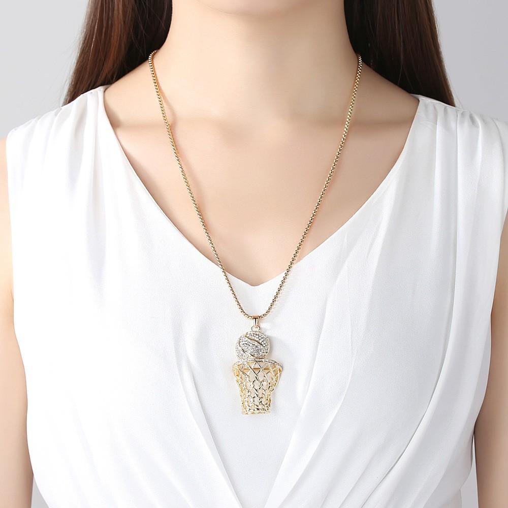 Fashion Basketball Hoop Necklace, Exquisite Hollow Pendant, European and American Sports Trend Jewelry