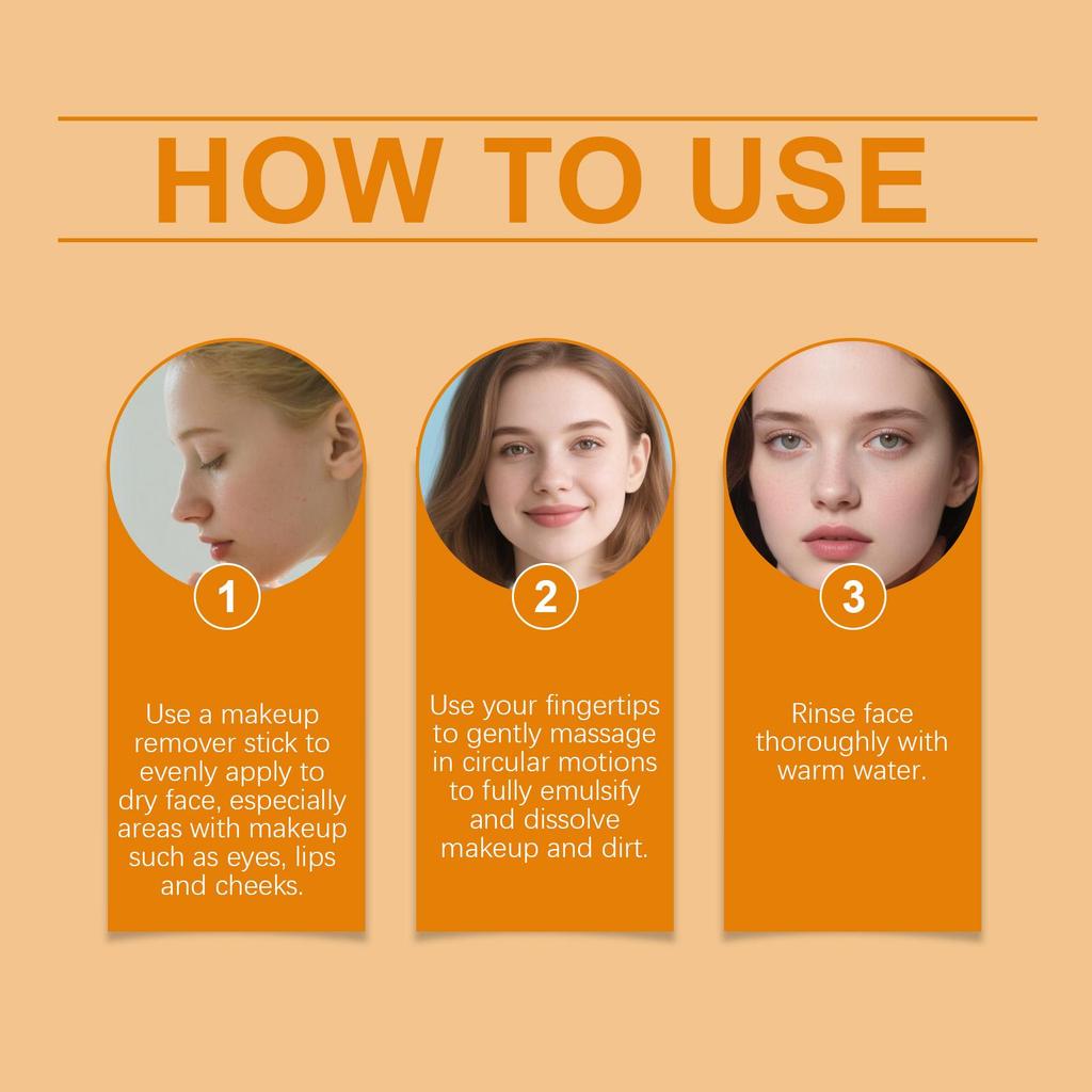 Viareline Turmeric Vitamin C makeup Remover stick gentle, moisturizing, cleansing facial makeup suitable for refreshing and non-stick 30g