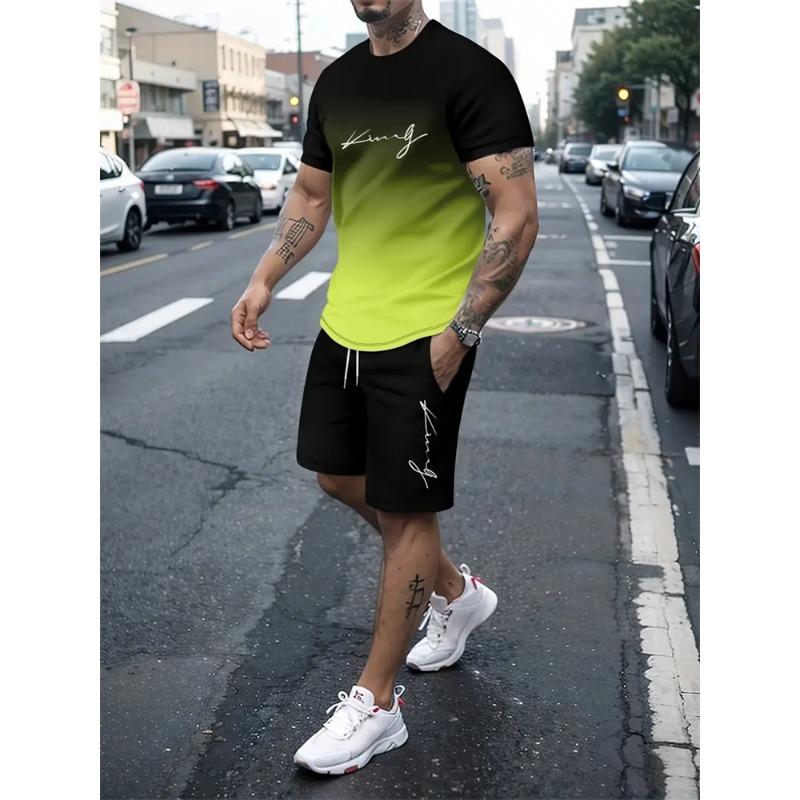 Men's Outfit Summer Short Sleeve T Shirt Set Fashion 2 Piece Sportwear 3D Printed Casual Shorts Sweatshirt Men's Tracksuit