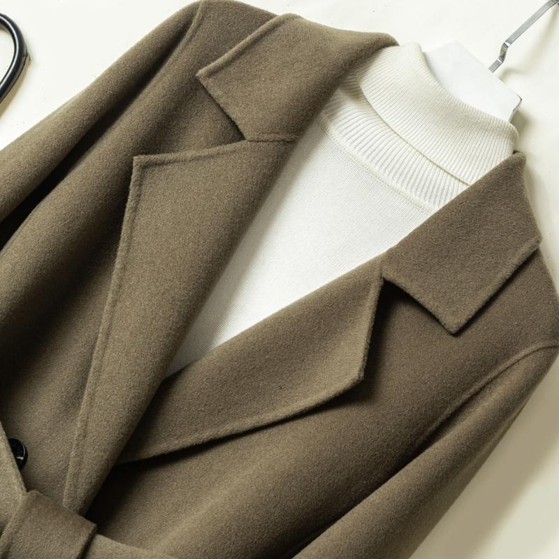 Женское пальто из 100% шерсти MODERN NEW SAGA Осеннее шерстяное длинное пальто ручной работы Зимнее теплое шерстяное пальто-бушлат