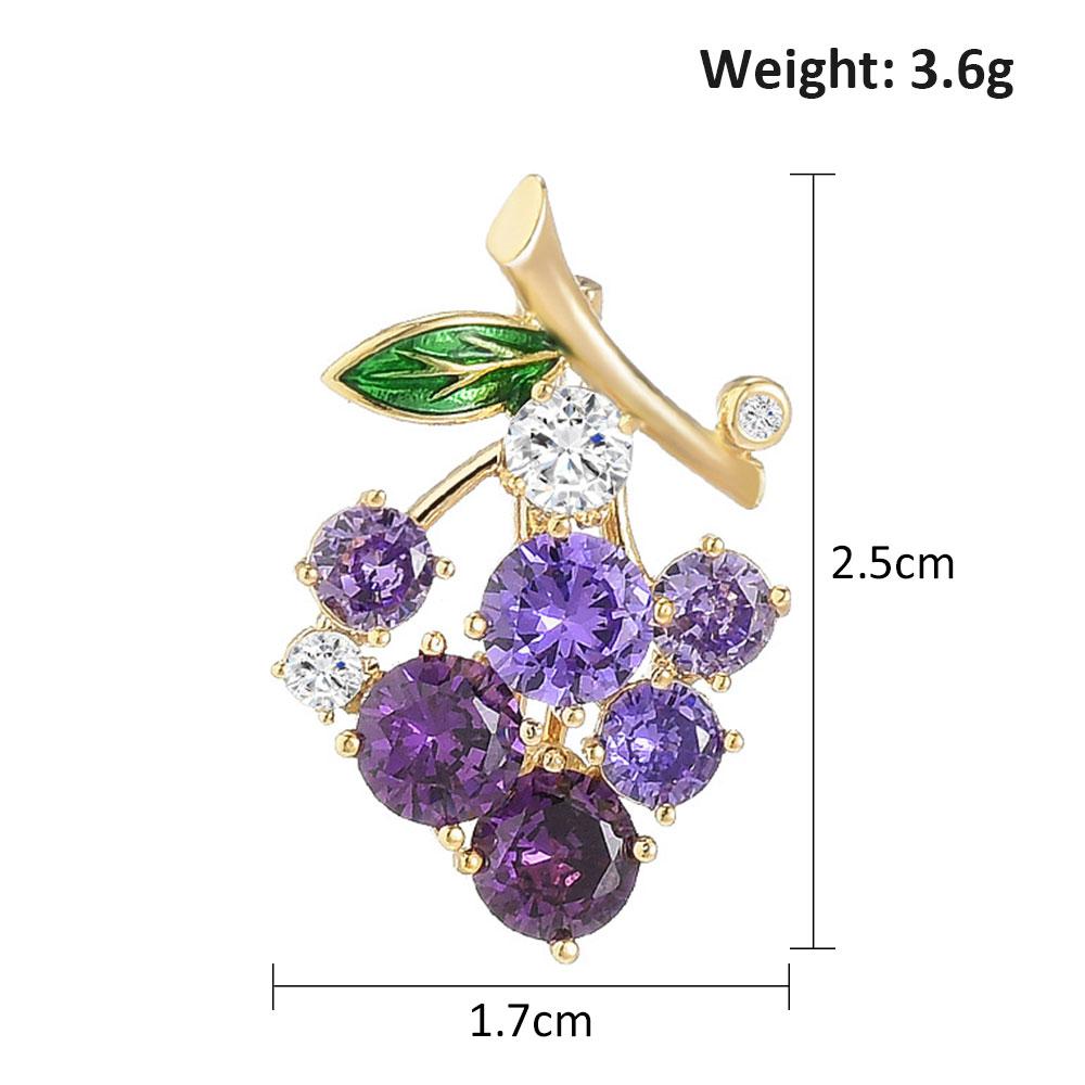 Grape Crystal Brooch Pin Rhinesone Fruits Women's Brooches Wedding Jewelry Gifts