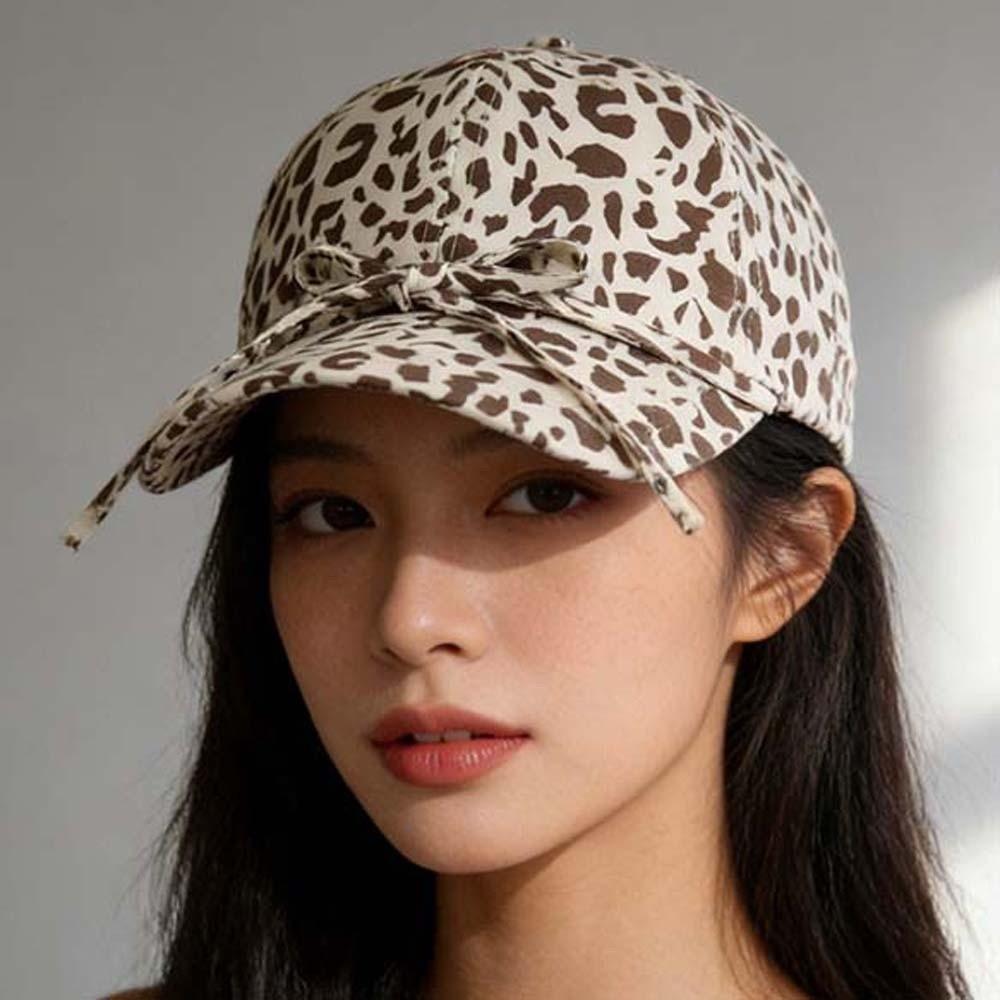 Sunscreen Leopard Print Bow Baseball Cap Sunshade American Style Casquette Cool Girls