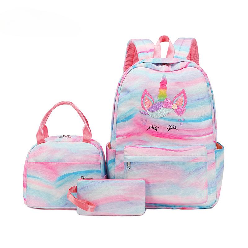 Легкий школьный рюкзак для учащихся начальной и средней школы, градиентный рюкзак с принтом радужного единорога, большой вместительный рюкзак для девочек, сумка для обеда