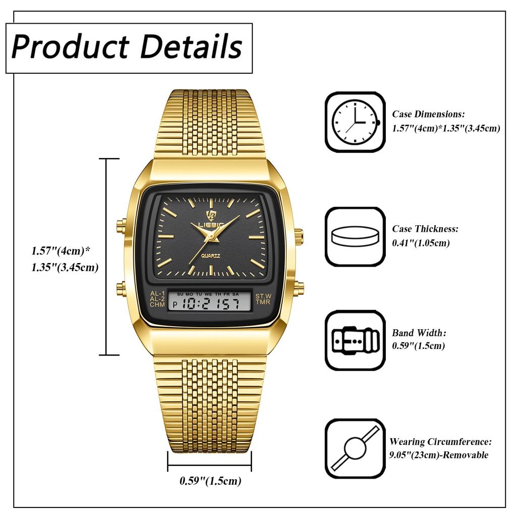 Waterproof Gold Antique Stainless Steel Rectangular Watch Quartz Watch Fashion Watch Gold Birthday Anniversary Day Christmas Day Present Men's