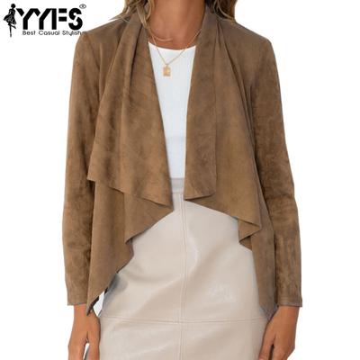 Женские модные повседневные однотонные куртки и пальто с длинными рукавами с принтом на осень и зиму