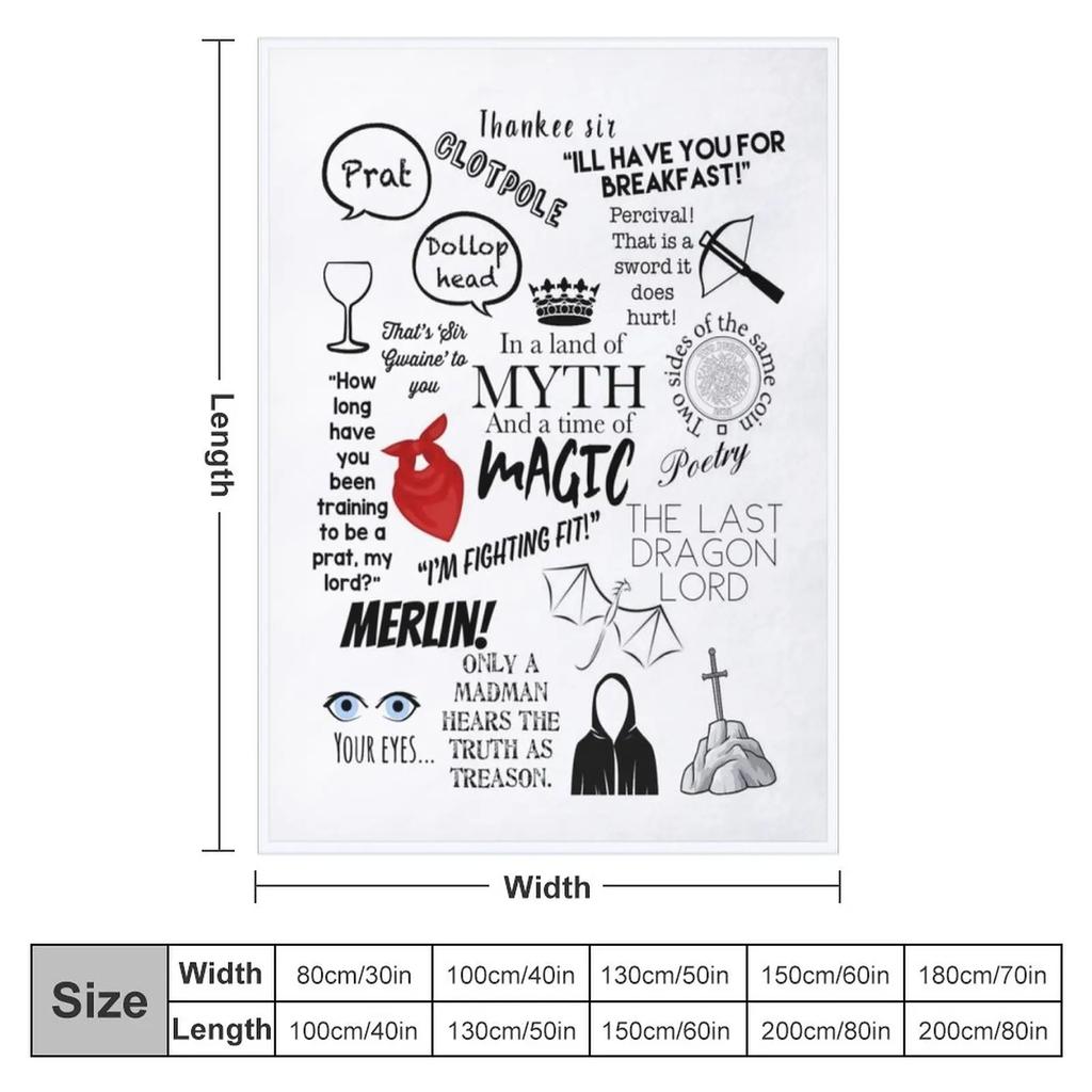 Плед с цитатами из Мерлина Многоцелевой для диванов Пушистый длинноворсовый плед Мохнатые пледы