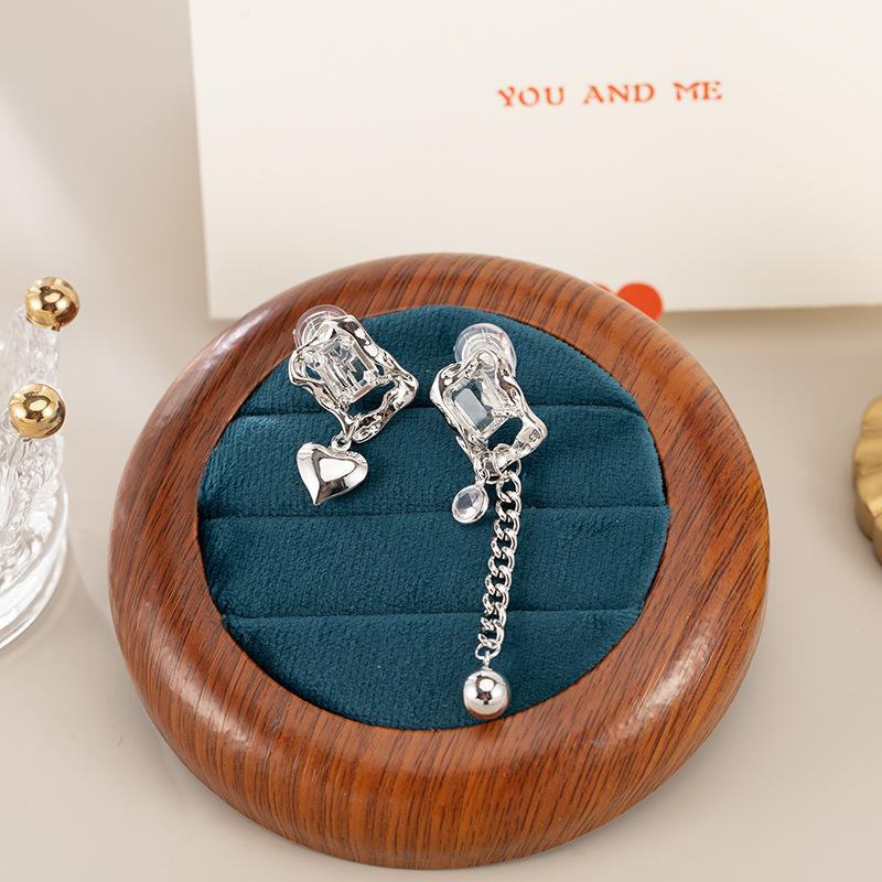 Асимметричные серьги с кисточками и кристаллами, модные серьги с москитной сеткой, зажим для ушей, без пирсинга, женский