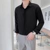 Korean Long Sleeve Shirt Men Fashion Loose Business Casual White Shirt Men's Button Design Top Large Comfortable Shirt