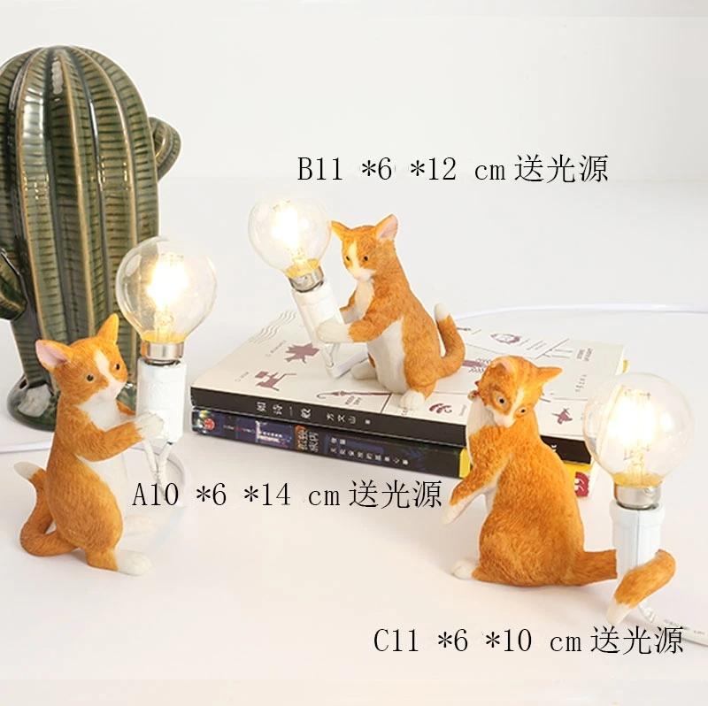 Animals Table Lamp Nordic Children's Bedroom Resin Cat Table Light  Bar Table Light Home Decor Night Light Lighting Fixtures