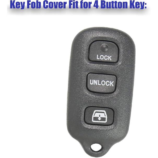 4 Buttons Silicone Key Fob Cover for Toyota 1999-2009 4Runner 2001-2008 Toyota Sequoia, Keyless Remote Holder for HYQ12BAN HYQ1512Y HYQ12BBX (Black)