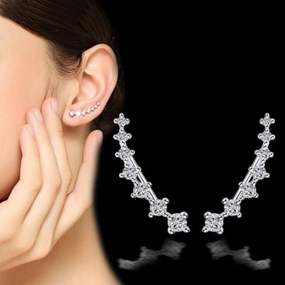 Zirconia Silver Clip-on Earrings for Women (Wfj1Rec)