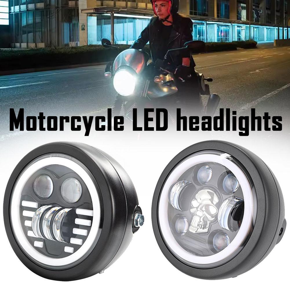 6,5-дюймовая светодиодная фара для мотоцикла, белая, желтая, двойная светодиодная, ближний свет, мотоциклетная фара, цвет луча, дальний свет, прожектор S9R6