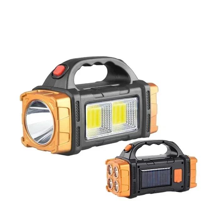 Portable Powerful USB Rechargeable Flashlights Solar LED Light With COB Work Light 4 Gear Charge Mobile Phone Camping Lamps