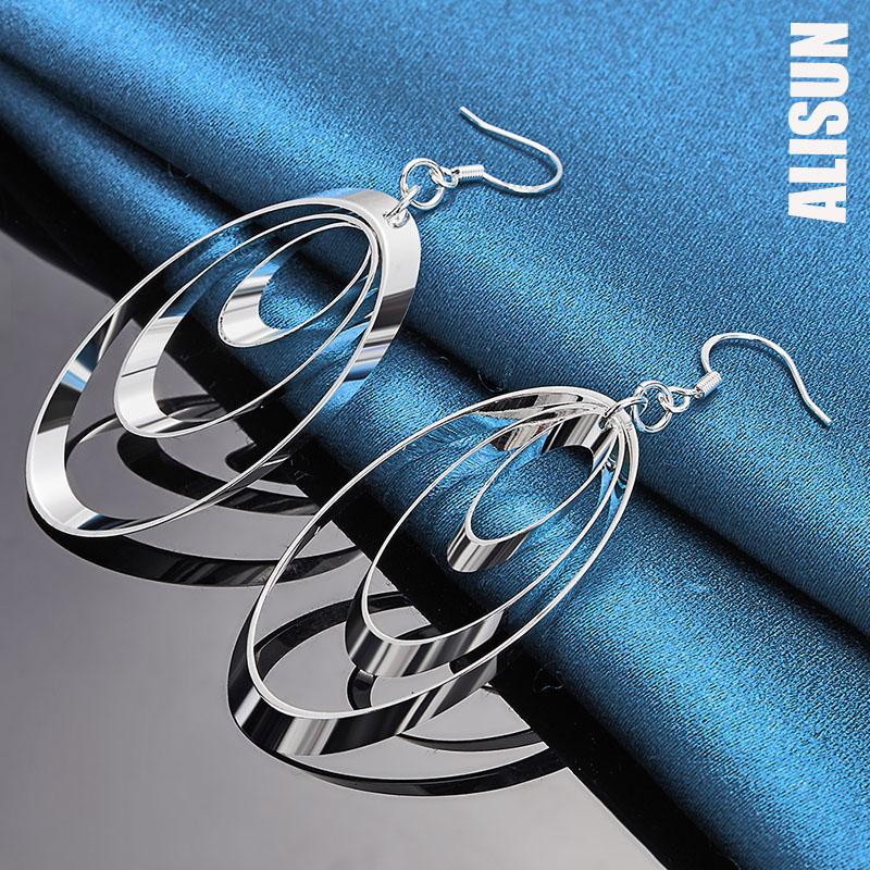 Женские многослойные полые серьги-кисточки из стерлингового серебра 925 пробы, длинные висячие серьги для пирсинга, модные свадебные украшения