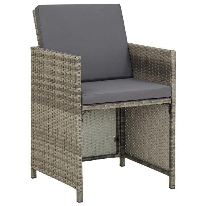 Maison Exclusive - Chaises de jardin lot de 2 avec coussins Résine tressée Gris
