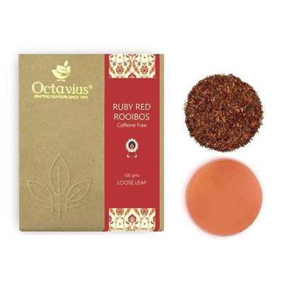 Октавиус | Рубиново-красный чай ройбуш - 100 г (50 чашек) | 100% натуральный | Без кофеина — травяной чай | Листовой | Помогает в потере веса