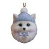 Pom-Pom Pet Ornament 2D Acrylic Cute Dog Christmas Ornament Cartoon Furry Pet Shaped Xmas Tree Hanging Decor for Holiday Party Supplies