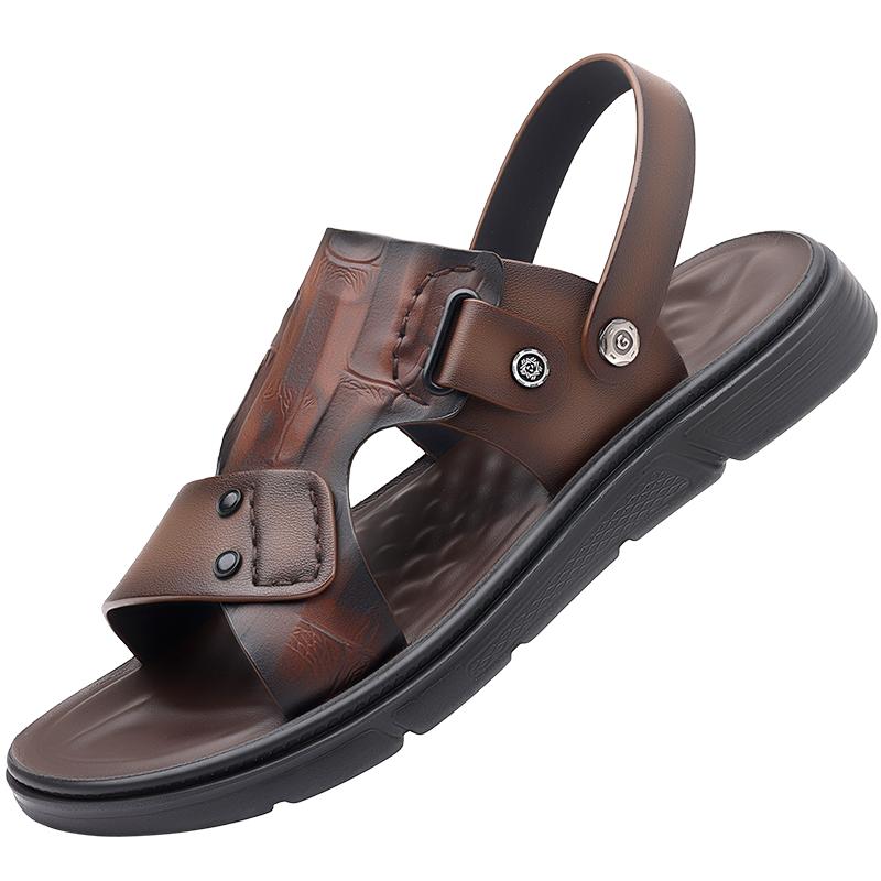 Мужские удобные роскошные сандалии, модные повседневные пляжные тапочки для отдыха на открытом воздухе, дышащие, забродные, из натуральной кожи, мужские сандалии, летняя обувь