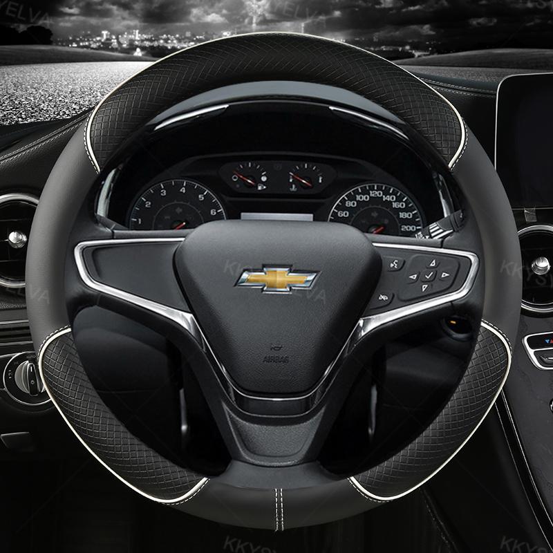 Автомобильный чехол на руль 38 см 15 дюймов, кожаный для Chevrolet Cruze Malibu Sail Spark Captiva Equinox Trax/Tracker AVEO Lova RV