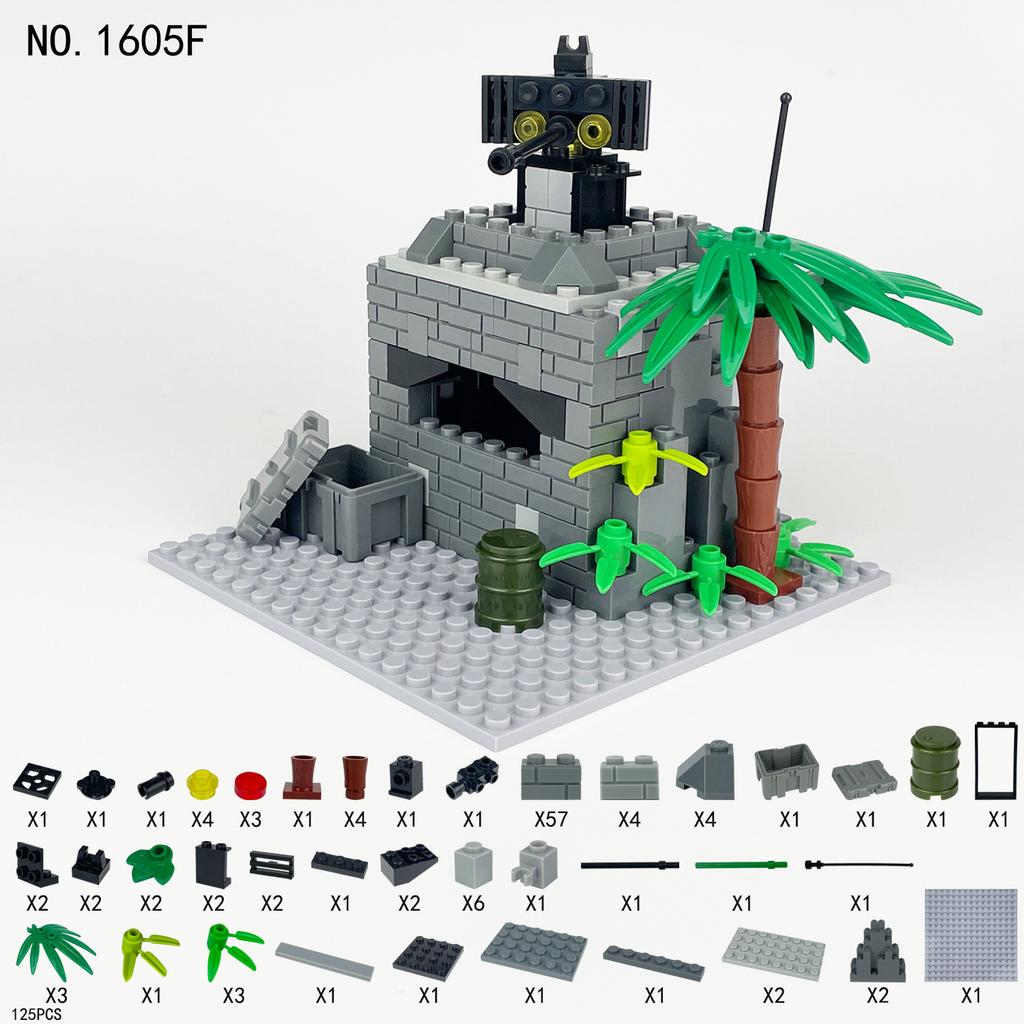 1605A-1605F Military Operation Command Center Defense Bunker Building Block Model Toy