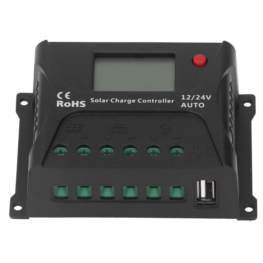 Контроллер заряда солнечной батареи ШИМ-управление разрядом светодиодный дисплей с USB 10A 12V 24V для аккумулятора