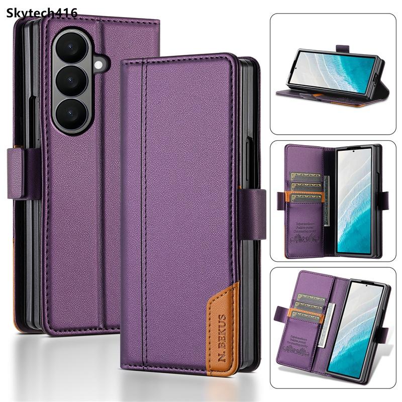 For Samsung Galaxy Z Fold 3 4 5 6 7 Leather Case Flip High Quality Card Slot Bracket Wallet Cover Casing