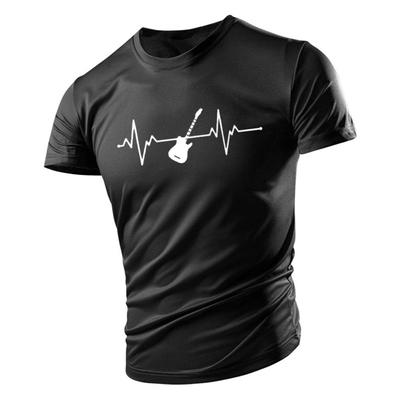 Футболка мужская с принтом гитары Ecg, летняя, новая, повседневная, с круглым вырезом, свободная, удобная, быстросохнущая, с коротким рукавом, в стиле хип-хоп, для бега трусцой