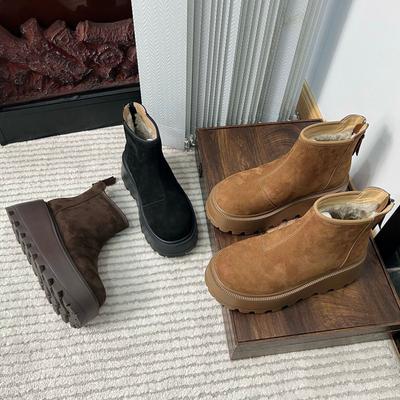 Подошва из пены, теплые зимние сапоги 2025, зимние новинки, женские ботинки на толстой подошве с увеличением высоты, повседневные ботинки Мартин, универсальные женские ботинки