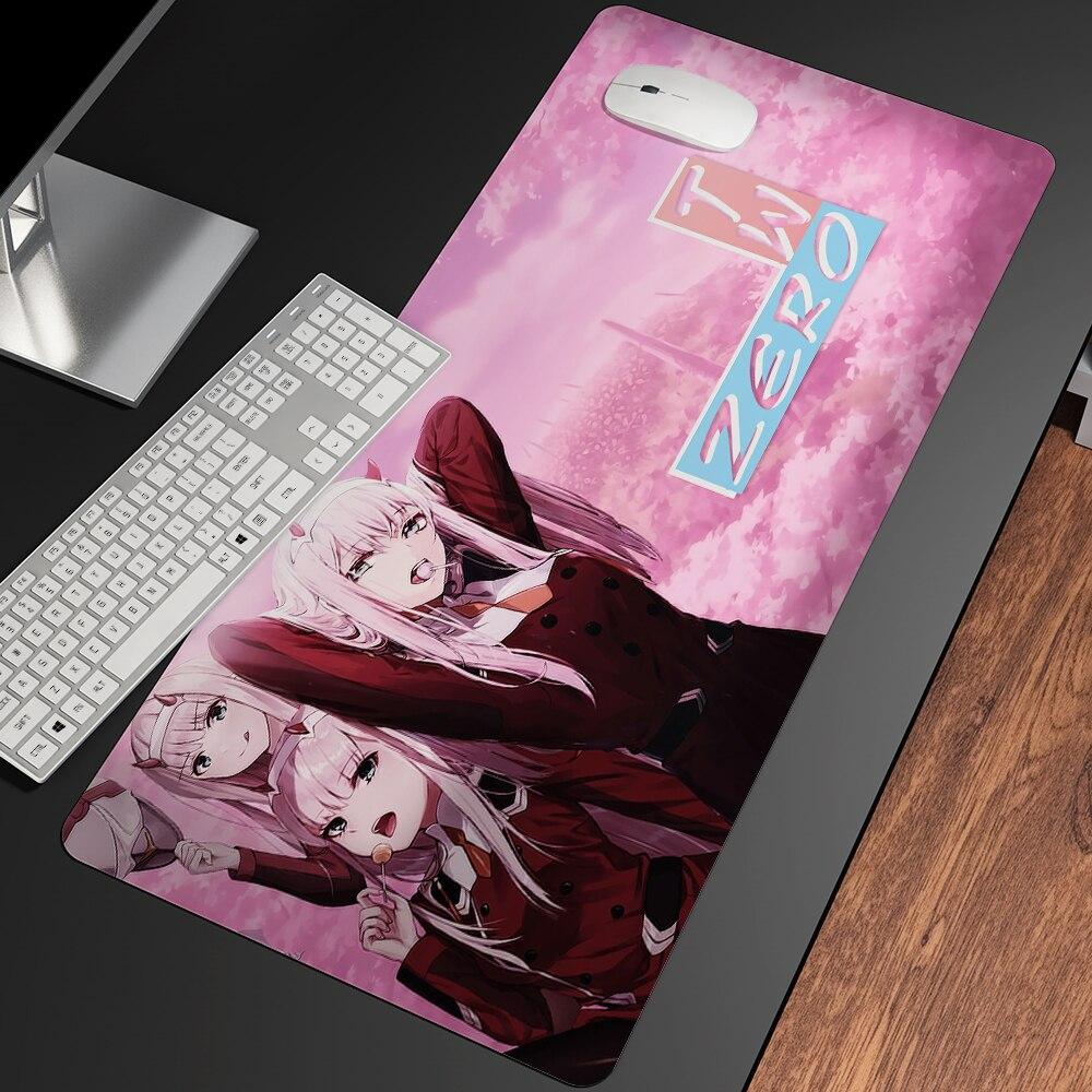 Сексуальный аниме «Дорогая в FranXX», офисные мыши, геймерские мягкие коврики для мыши с запирающимся краем, большой коврик для мыши, мультяшные офисные коврики для клавиатуры