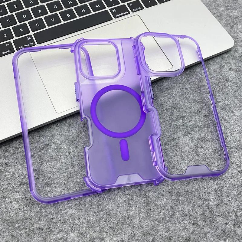 Неоновый Цветной Ударопрочный Чехол-Бампер С MagSafe Для iPhone 17 16pro max 14 15 Pro 13 11 12 Беспроводная Зарядка Матовый Бронированный Чехол