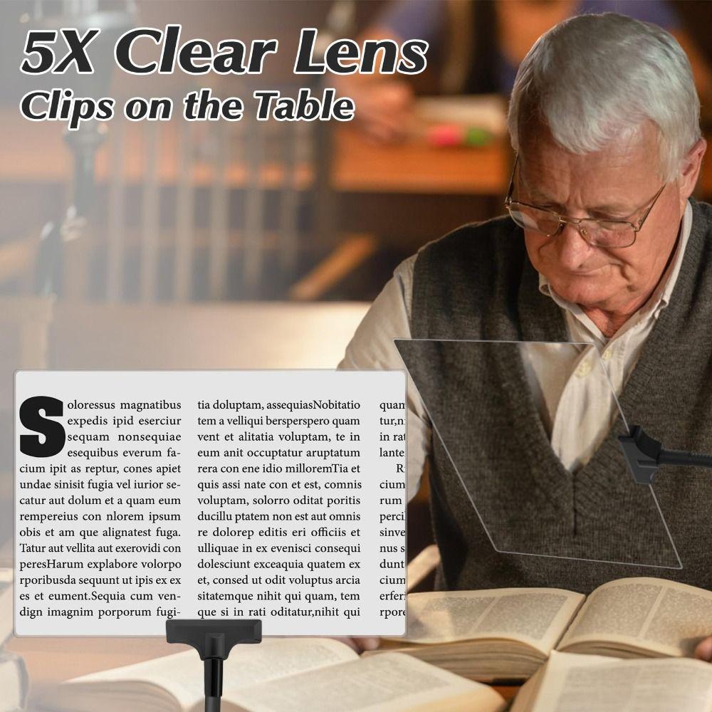 Flexible Magnifying Glass with Clip Gooseneck Clip Magnifying Glass 5X Magnifier Magnifying Glass