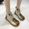 Женские ботильоны, новинка 2024 года, женская обувь из ретро-кожи с плетением, винтажная осенняя обувь на шнуровке, повседневные короткие ботинки на плоской подошве Botas De Mujer