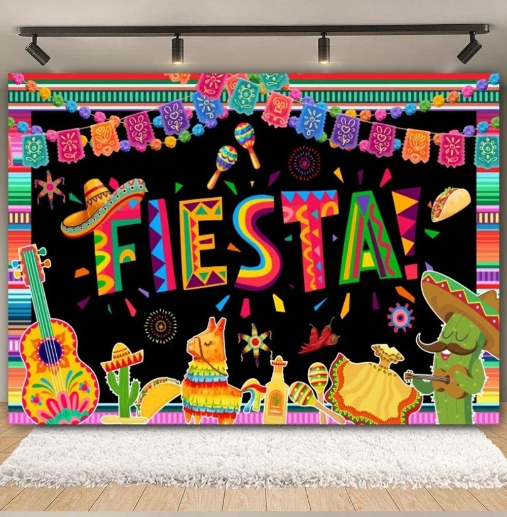 Mexican Fiesta Themed Happy Birthday Backdrop Mexico Cinco De Mayo Party Decorations Carnival Supplies Photo Booth Background2