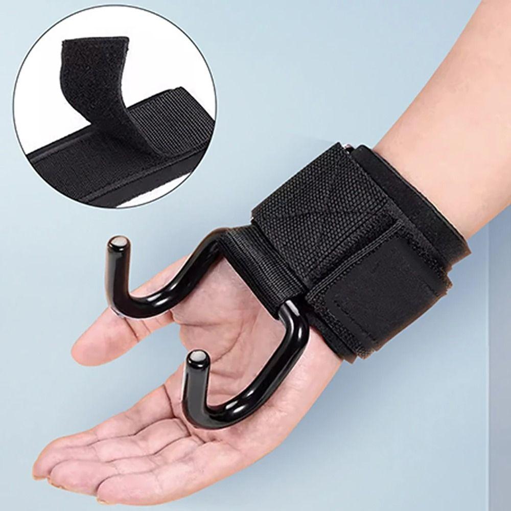 1/2Pcs With Wrist Wraps Weight Lifting Hooks Pull-Ups Power Lifting Gloves Gym Fitness Hook