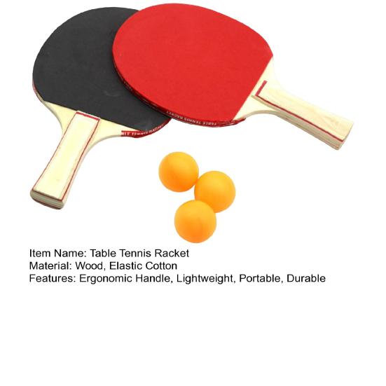 1 Set Table Tennis Racket Ergonomic Handle Fine Texture Smooth Edge Portable Comfortable Grip Table Tennis Racket Ping-Pong