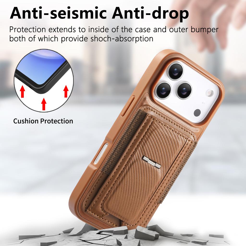 CASENEO For iPhone 17 Pro Max Case with Foldable Kickstand TPU PU Leather PC Card Bag Magnetic Phone Cover Compatible with MagSafe