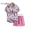 Мужская рубашка с коротким рукавом и шорты, комплект белого, розового, сливового цвета, мужская повседневная мода, летний отпуск на Гавайях