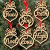 New Christmas Tree Wood Hanging Hollow Letters Wood Pendant Ornaments Xmas Tree Decorations