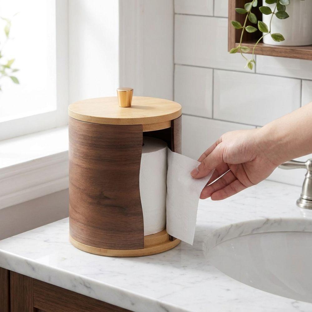 Wooden Tissue Storage Box Minimalist Toilet Paper Holder Roll Paper Dispenser Home