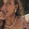 INS Style Summer Fresh Ocean Shell 18K Gold Stainless Steel Starfish Earrings