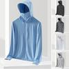 Men Women Sun Protection Clothing Hooded Extended Brim Long Sleeve Sun Protection Coat Solid Color Zipper Placket