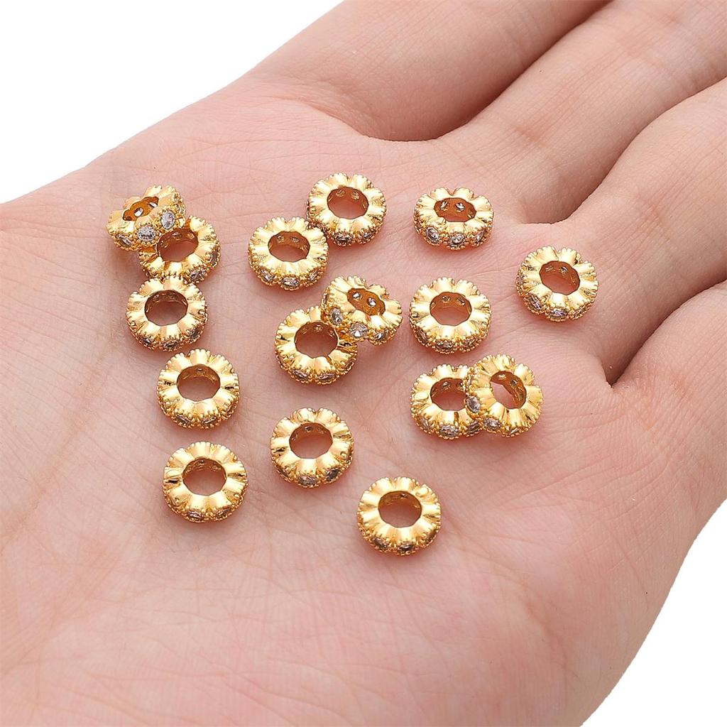 Медные микроинкрустированные цирконовые бриллиантовые кольца-разделительные бусины для изготовления ювелирных изделий своими руками