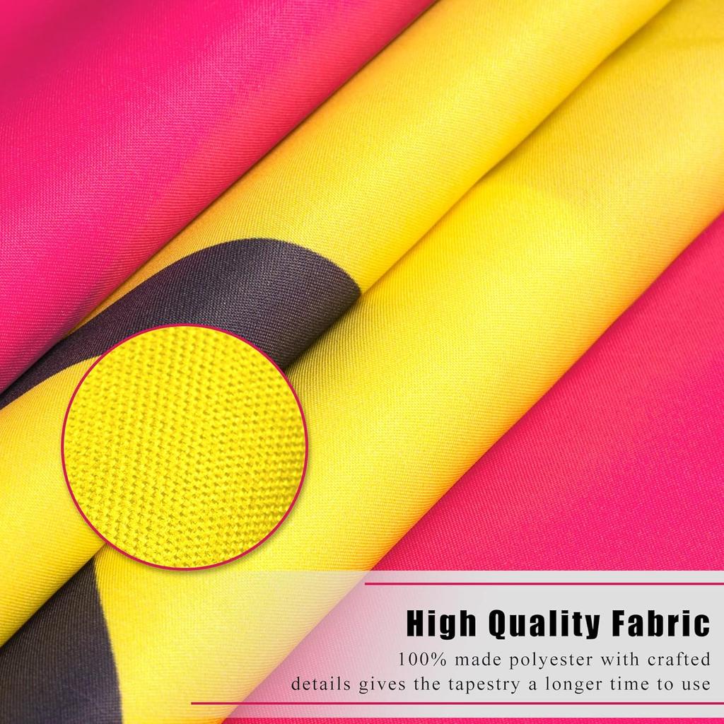 Preppy Tapestry Pink Smile Face Flag 60'' x 40'', Heavy Duty 200D Polyester Cute Smile Banner for Teen Room Girls Bedroom College Dorm Wall Hanging